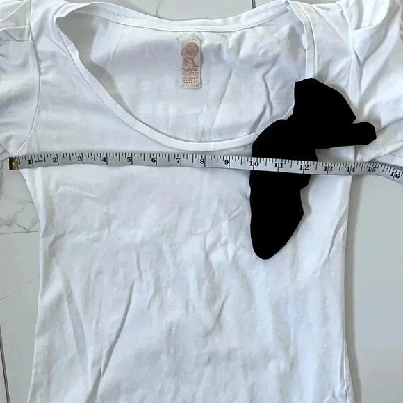 Zara Trafaluc/ Three quarter length t-shirt/ Black bow/ High stretch/ Size  US S - Picture 11 of 11